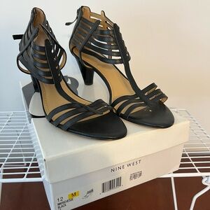 Nine West Black Strappy Heels